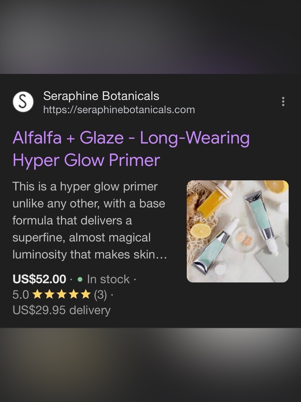 Seraphine Botanicals Alfalfa + Glaze Hyper Glow Primer - Yellow & Mint